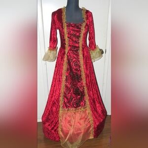 Medieval Rennaisance Queen Princess Red Gold Girl's L XL Or Women's S M